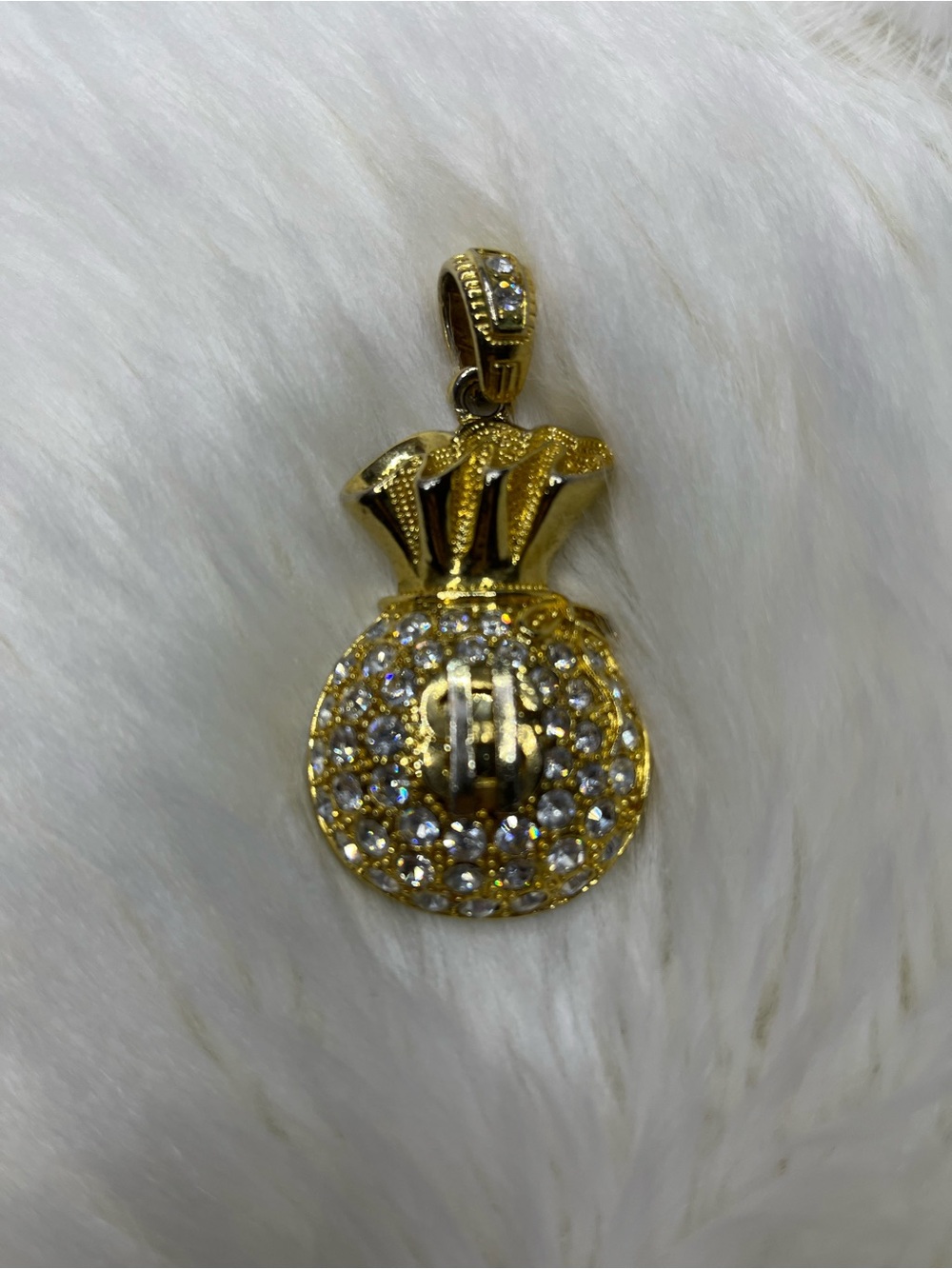 Gold Tone Money Bag Pendant